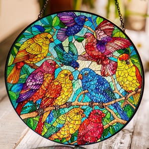 MATIHAY Acrylic Window Hanging, Birds On Branch Cardinal Ornament, Wall Decor For Bird Lovers, Birthday Gifts For Mom, Grandma (12"/30cm
