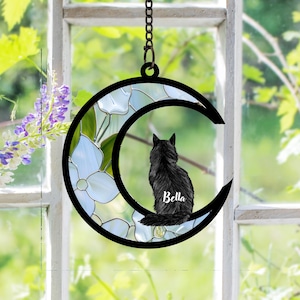 Custom Cat Memorial Suncatcher, Engraved Cat Lovers, Cat Lovers, Handmade Custom Name Cat Decor,Pet Memorial Gift, Pet Sympathy Gift Pet Los