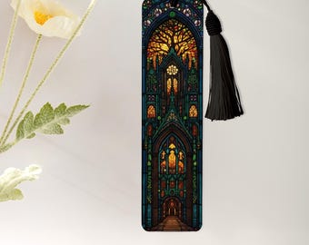 Gothic Gateway  Bookmark, Illuminated Manuscript Art, Cathedral Architecture Book Mark, Medieval Church Art, Fantasy Book Lover Gift