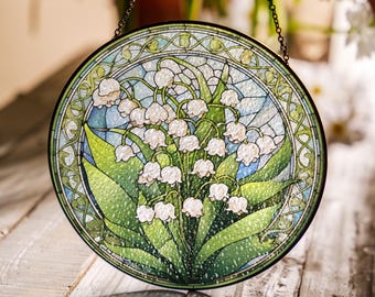 Personalized Birth Month Flower Glass Suncatcher: Hand-Painted Window Art