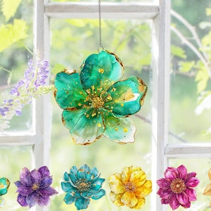 Acrylic Flower Suncatcher: Handmade Window/Wall Hanging, Gift for Mom