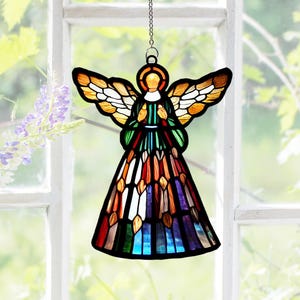 Angel Acrylic Suncatcher: Whimsical Trumpet Ornament, Holiday Window Decor