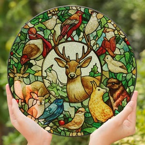 Stained Glass Deer Suncatcher: Handcrafted Woodland Animal Art