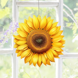 Acrylic Sunflower Suncatcher: Window Garden Decor, Gift for Mom