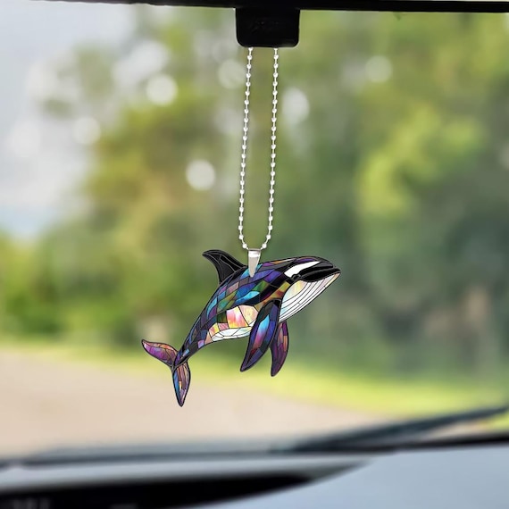 Orca Car Hanging Ornament, Killer Whale Suncatcher Rearview Mirror