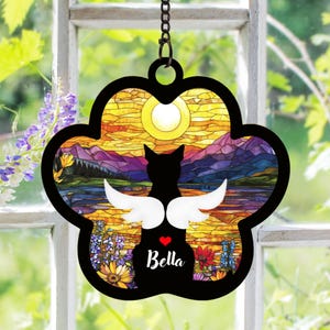 Custom Cat Memorial Suncatcher: Personalized Pet Loss Gift