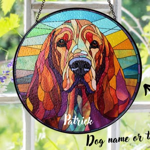 Personalized Bloodhound Suncatcher: Stained Glass Pet Memorial Gift