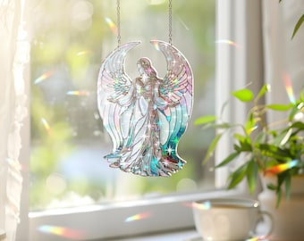 Hologram Angel Suncatcher: Broken Glass Effect Window Hanging