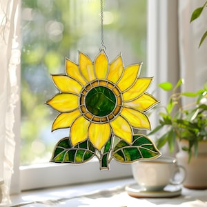 Acrylic Sunflower Suncatcher: Window Hanging Decor