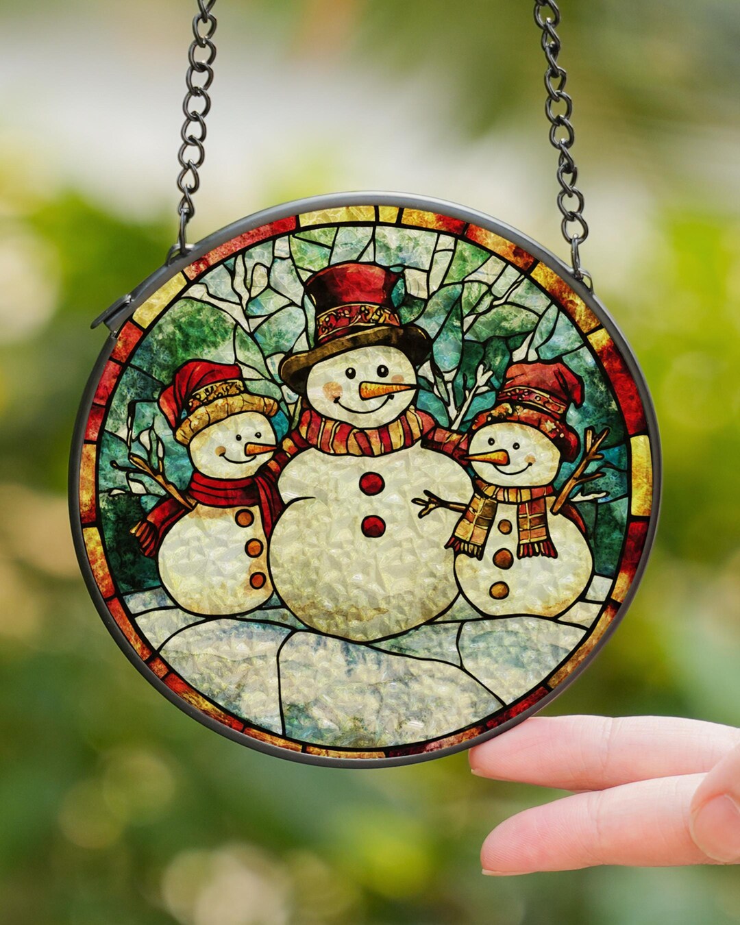 Stained Glass Snowman Suncatcher: Winter Holiday Window Decor - Etsy