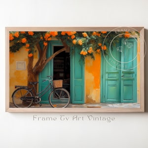 Póster de puerta mediterránea, casa griega, arte vintage para marco de TV, pintura vintage, descarga digital, arte para marco de TV Samsung, exhibición de arte para TV /1391