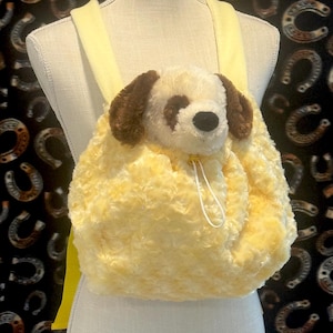 Pet carrier, pet sling, dog carrier, cat carrier, kangaroo pouch, hands free, adjustable straps, soft faux fur outside and fleece inside