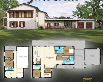 York Creek Barndominium Plan : Modern Farmhouse Steel Framed - (4 Bed / 3.5 Baths) Design Blueprints