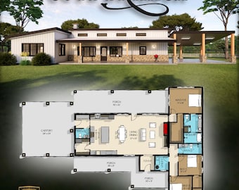 Cove Branch Barndominium Plan: Modern Farmhouse, 3 Bed (PDF Download)
