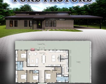 Modern Farmhouse Barndominium Plan: 4 Bed, 2.5 Bath (PDF Plan)