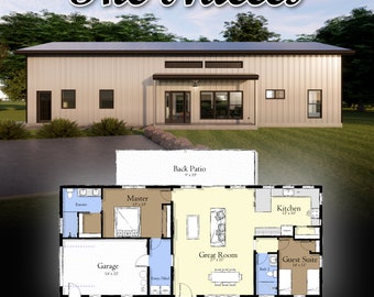The Nueces Barndominium: 2 Bedroom 2 Bathroom Modern Farmhouse Metal Building Plan Drawing