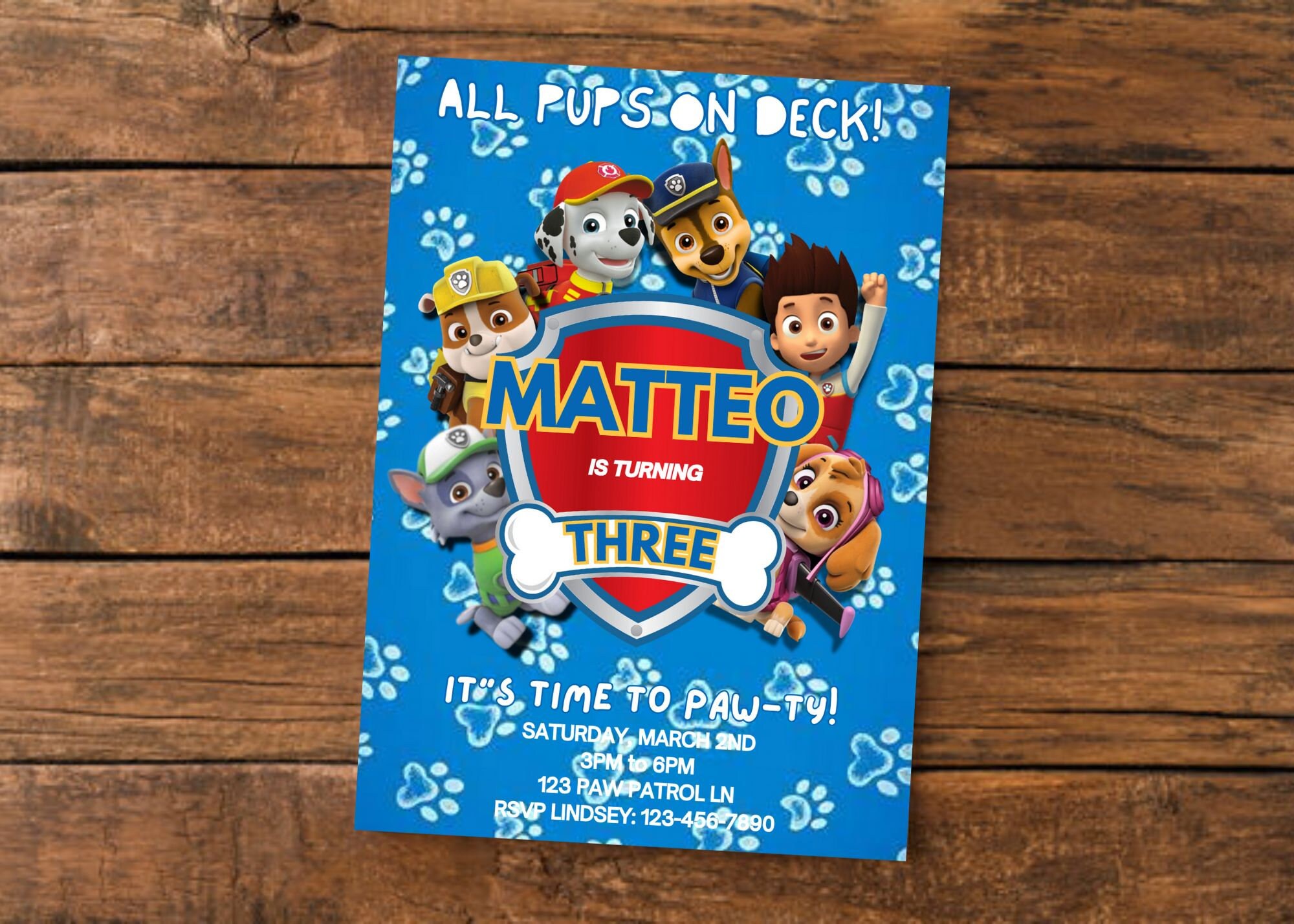 Editable Paw Patrol Invitation Digital Birthday Party Invitation Custom Printable Kids Party Instant Download