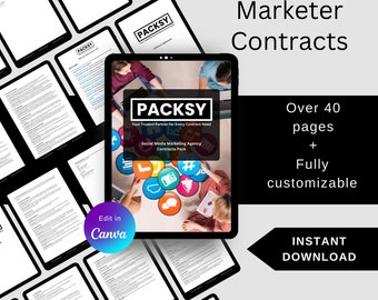 Lot de modèles de contrat de responsable des médias sociaux pour 2024 ! | Pack Social Media Manager | Modèles Social Media Manager | Agence de médias sociaux
