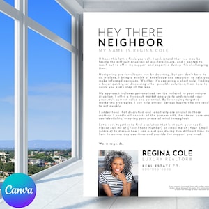 Real Estate Pre Foreclosure Letter, Foreclosure Letter, Realtor Farming Letter, Customizable Template, Printable Letter, Editable in Canva