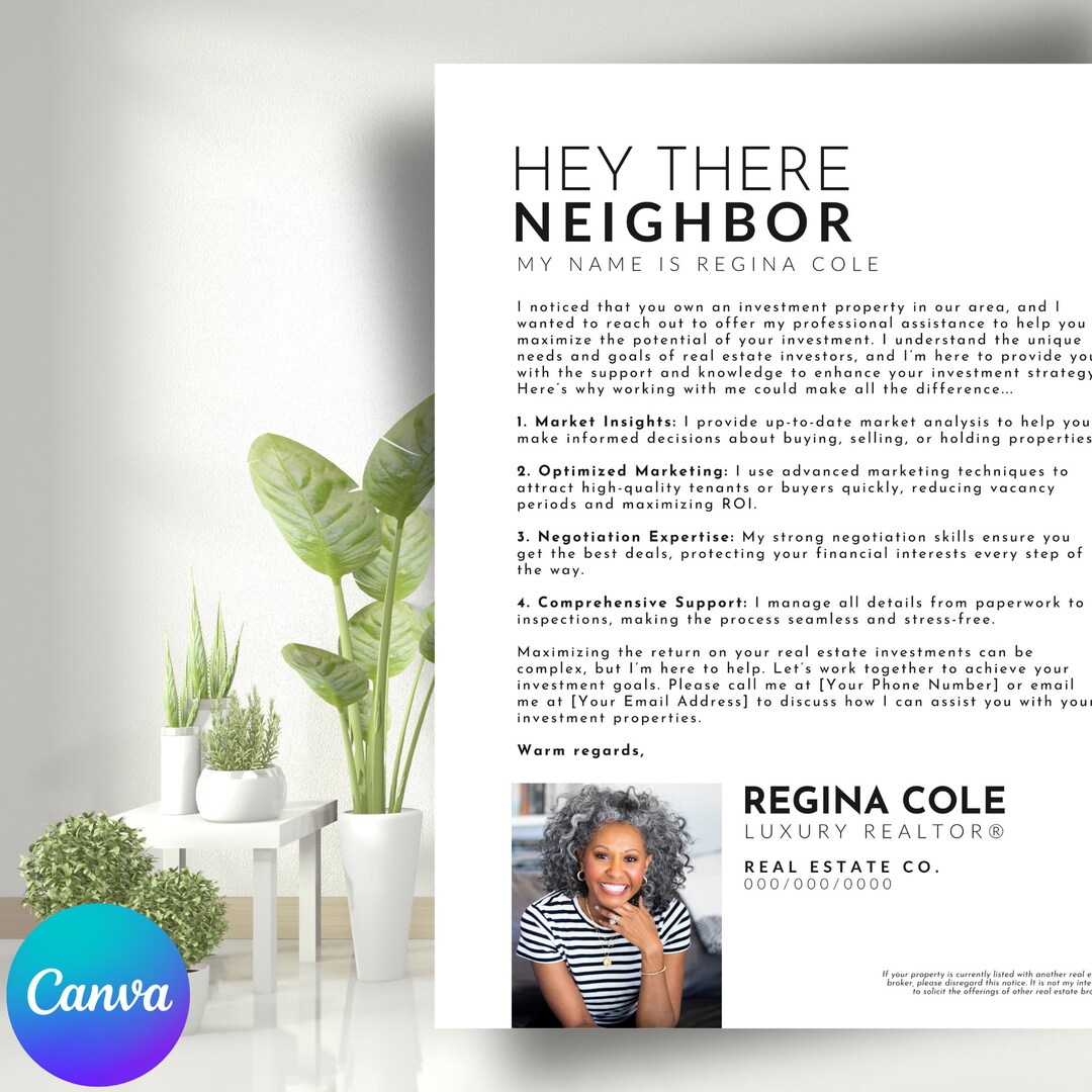 Investor Prospecting Letter Real Estate Investor Letter Realtor