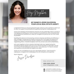 Carta inmobiliaria para personas recién divorciadas, Carta de divorcio, Marketing inmobiliario, Agente inmobiliario, Plantilla imprimible, Editable en Canva imagen 5
