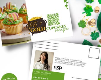 Real Estate St. Patrick's Day Postcard, Realtor Postcard Template, St. Patty's Day Recipe Postcard, Real Estate Marketing, Editable in Canva