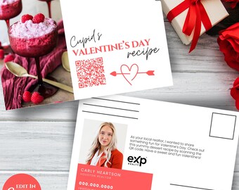 Real Estate Valentine's Day Postcard, Realtor Postcard Template, Valentine's Day Recipe Postcard, Real Estate Marketing, Edit in Canva