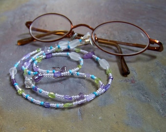 Chain for Glasses | Eye Glasses Chain Accessory | Purple and Green Eyeglass Keeper | Lavender Sunglasses Necklace Holder | Eyeglasses Cord