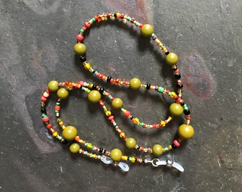 Lunettes de soleil Lanyard Antique Bakelite | Cordon à lunettes tribal | Collier de lunettes d'olive | Chaîne de lunettes à perles | Cordon à lunettes ethnique perlé