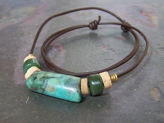 ネックレス・ペンダント Wild craft / Tribal necklace Mens beaded necklace,handmade, Tribal pendant,leather,surfer
