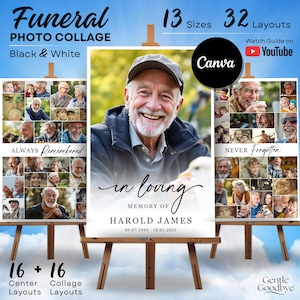 Funeral Photo Collage Template: Celebration of Life Memorial (Canva, Digital Download)