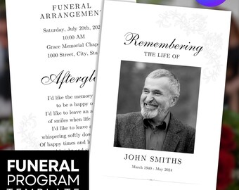 Memorial Service Program Template: Celebration of Life (Canva)