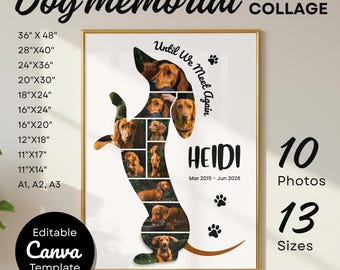 Modelo de colagem de fotos em homenagem a um Dachshund no Canva: Impressão editável, 10 fotos, 13 tamanhos.