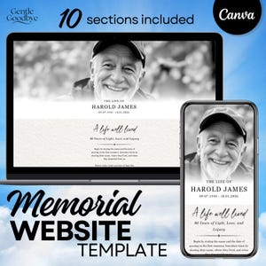 追悼ウェブサイトテンプレート、追悼ページ、Canvaで即時ダウンロード＆編集可能