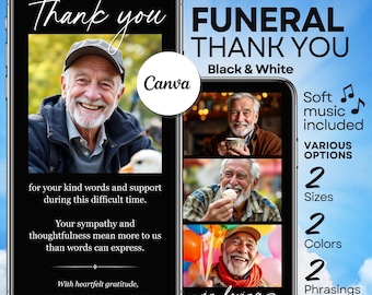 Cartão de Agradecimento Animado para Funeral | Modelo Canva | Vídeo de Agradecimento para Homenagem à Vida