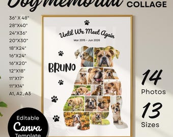 Modelo de colagem de fotos em homenagem a um Bulldog Inglês no Canva: Impressão editável, 14 fotos, 13 tamanhos.