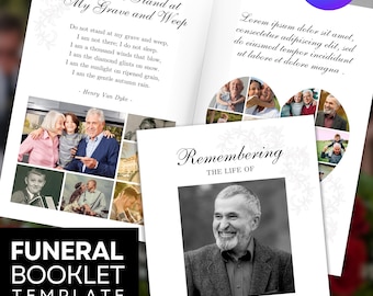 Modelo de livreto para funeral: Celebração da vida, Ordem do serviço (Canva)