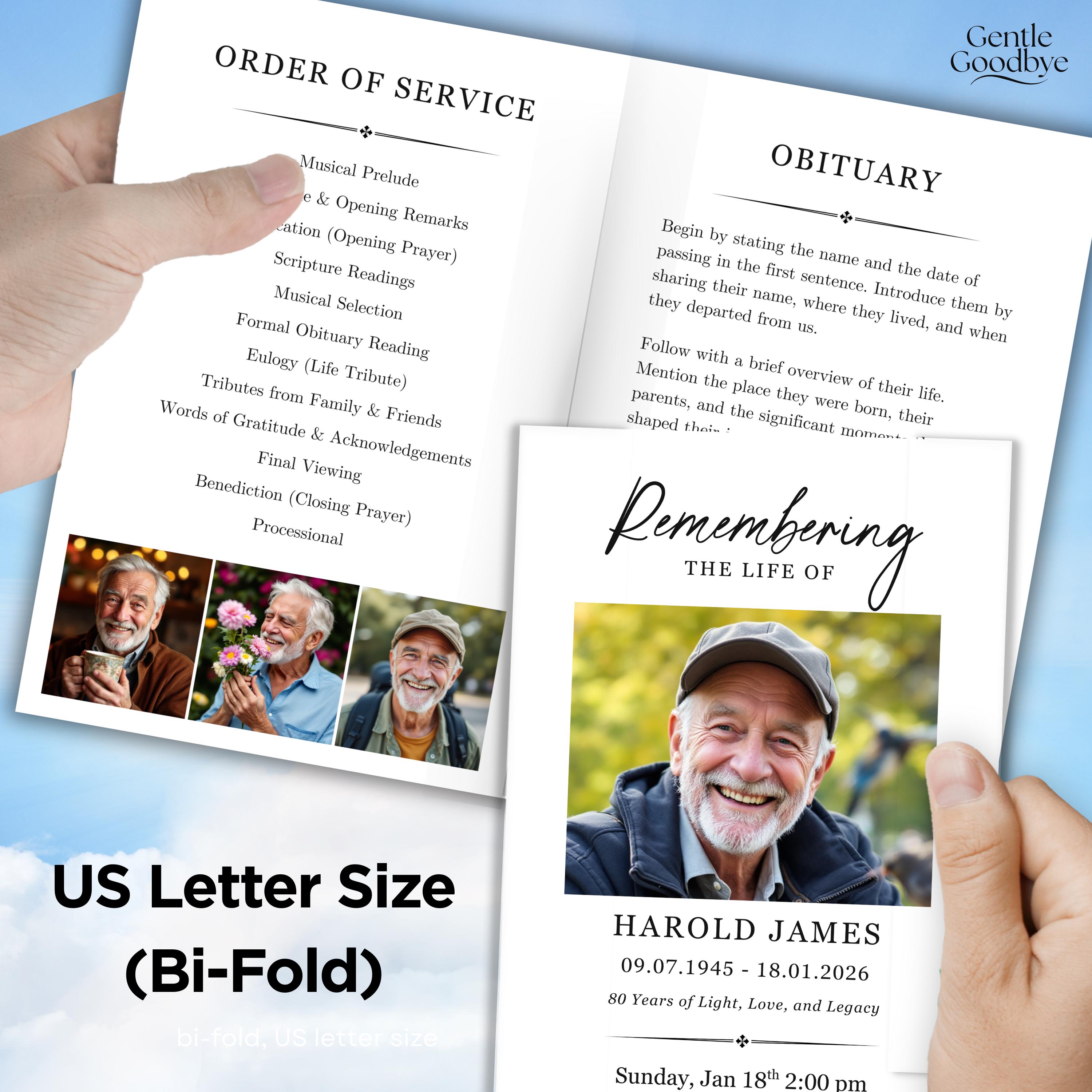 Memorial Service Program Template: Elegant Celebration of Life (canva ...