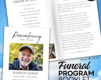 Memorial Service Program Template: Elegant Celebration of Life (Canva Editable, US Letter, Bi-fold)