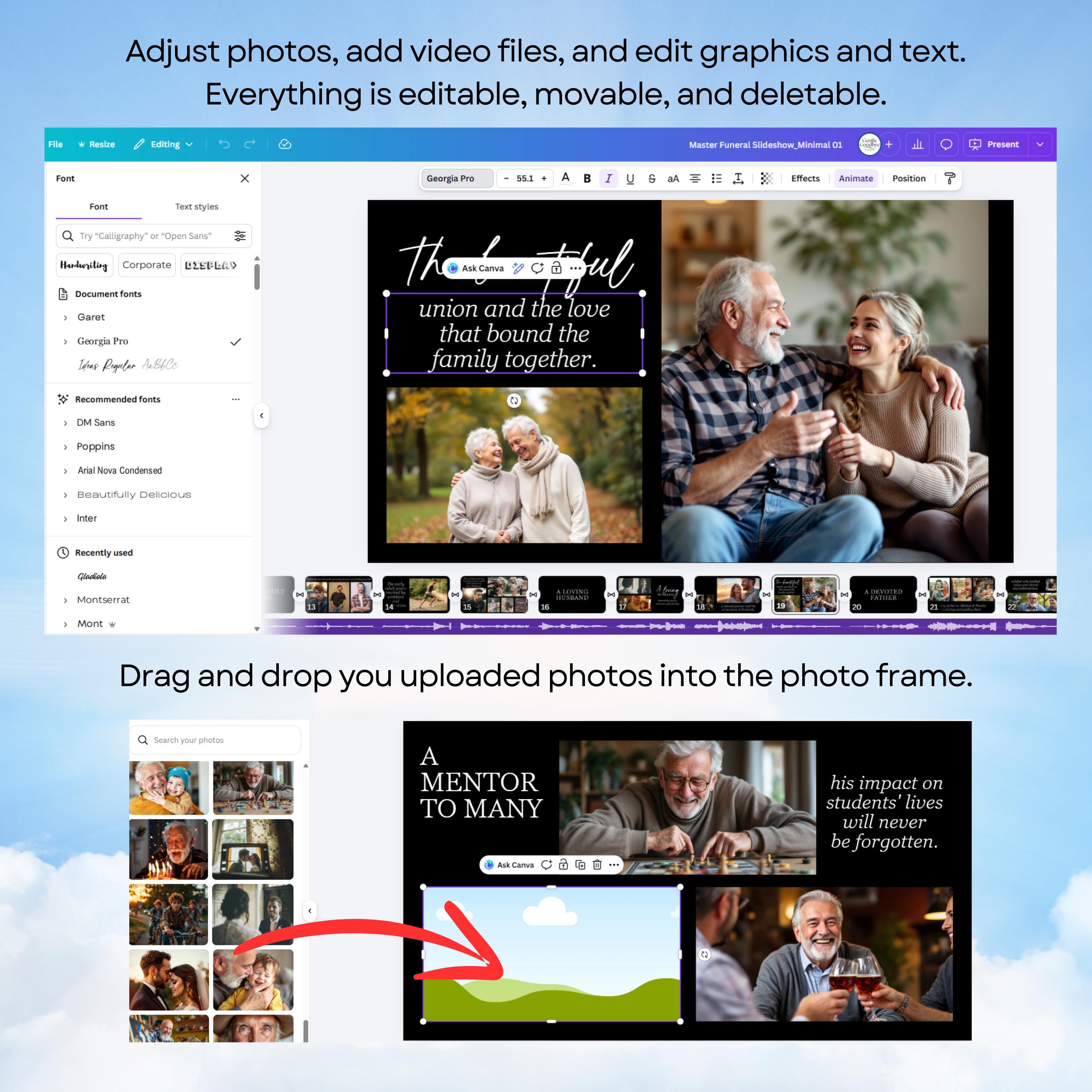 Funeral Slideshow Template Canva, Celebration of Life Video, Memorial ...