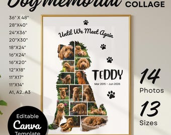 Modelo de colagem de fotos em homenagem a um Goldendoodle no Canva: Impressão editável, 14 fotos, 13 tamanhos.