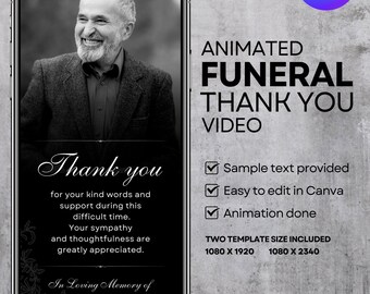 Vídeo animado de agradecimento em funeral: Em memória amorosa, evite (modelo do Canva)