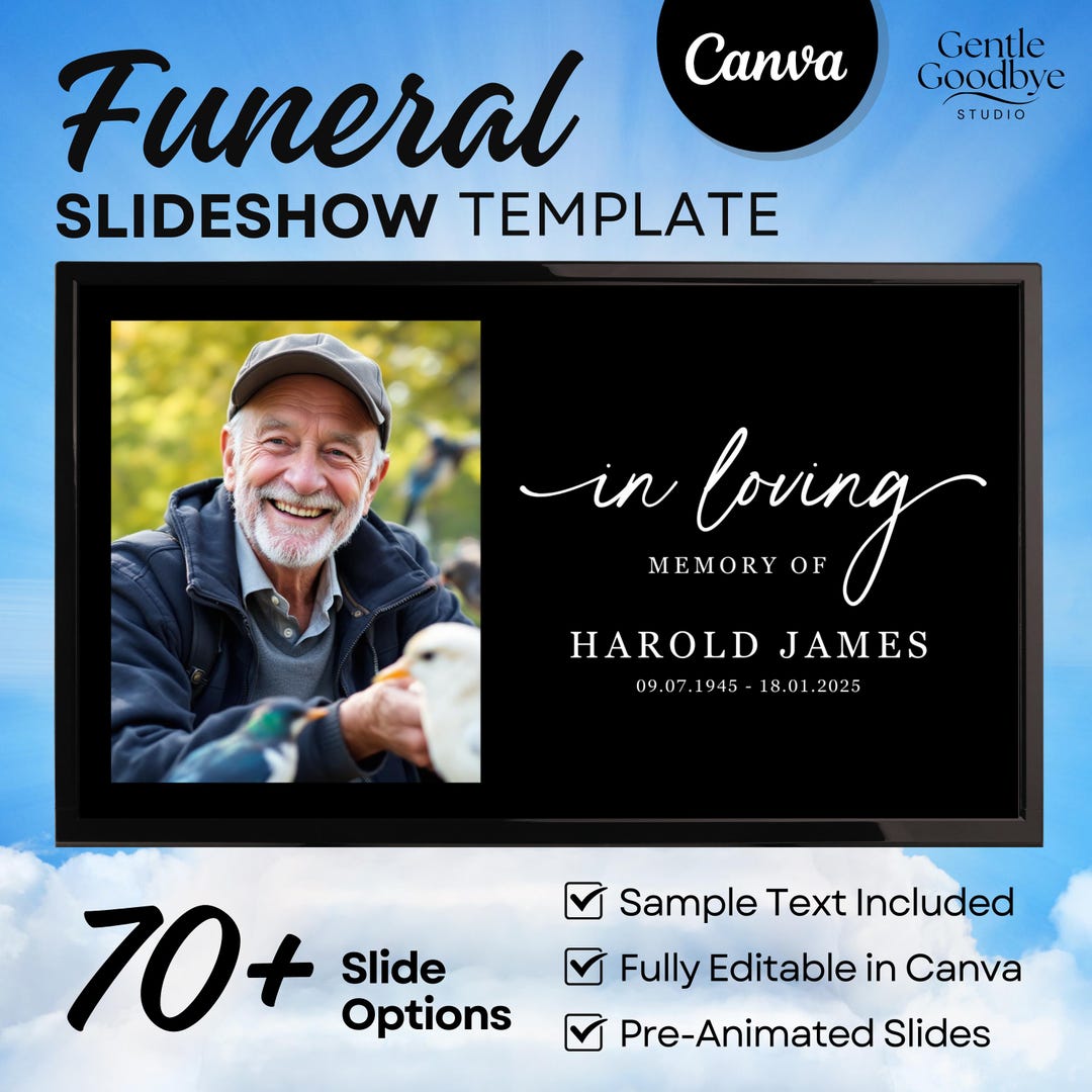 Funeral Slideshow Template Canva, Celebration of Life Video, Memorial ...
