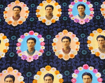 Frida Kahlo - Midnight - Robert Kaufman Frida Kahlo Fabric - Cotton Quilting Fabric By The Yard