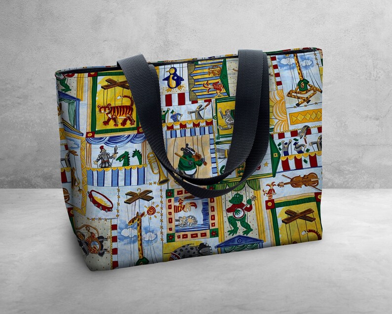 Shipping Free U.S Vintage Animal Puppets Shoulder Bag Tote Bag Book Bag Carry All