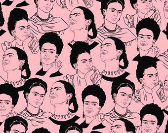 Frida Kahlo - Line Drawing - Robert Kaufman Frida Kahlo Fabric - Cotton Quilting Fabric BHY