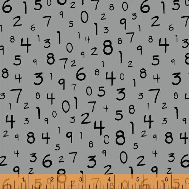 Math Fabric Numbers on Gray STEM Quilting Material Etsy