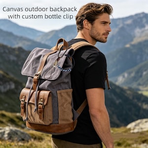 Vintage Canvas Lederbesatz Rucksack - Robuste Outdoor Reisetasche