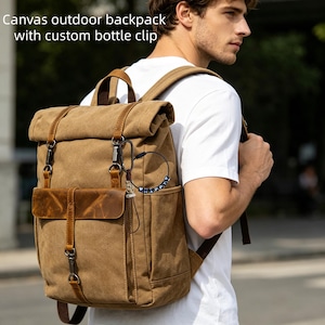 Vintage canvas rugzak met leren bekleding – duurzame reistas voor buiten