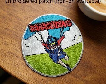 Patch bordado de parapente para passar a ferro, ideal para jaquetas, mochilas, bonés, equipamentos e presentes para parapente.